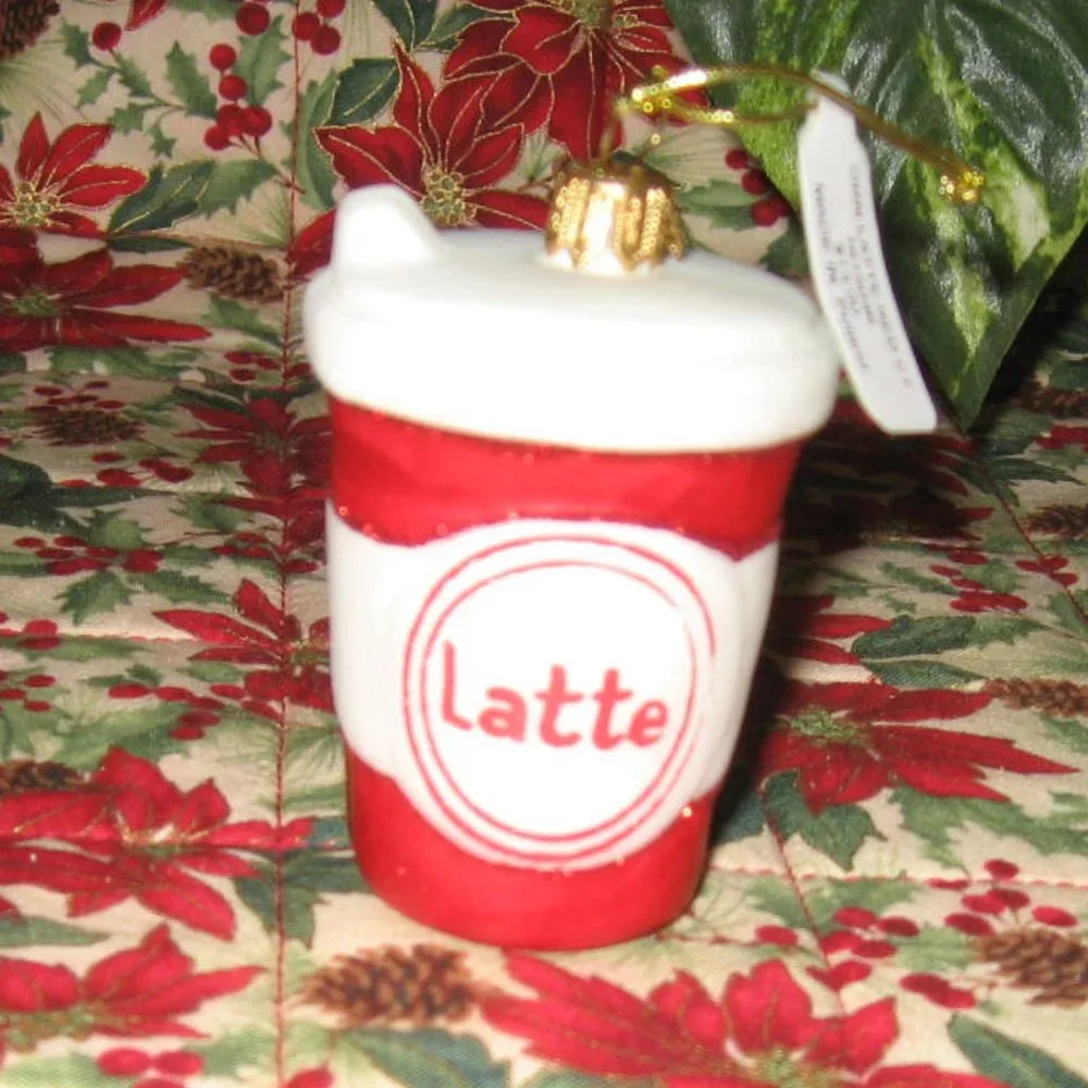 Sur La Table Red Latte Coffee Cup Christmas Ornament 2015 NWT